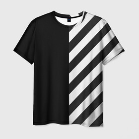 Мужская футболка 3D с принтом Черно-Белые Полосы в Екатеринбурге, 100% полиэфир | прямой крой, круглый вырез горловины, длина до линии бедер | Тематика изображения на принте: black and white | lines | stripes | полосы | черно белый