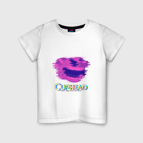 Детская футболка хлопок с принтом Cuphead Glitch в Екатеринбурге, 100% хлопок | круглый вырез горловины, полуприлегающий силуэт, длина до линии бедер | glitch | голова | фиолетовый | чашка