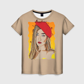 Женская футболка 3D с принтом Portrait в Екатеринбурге, 100% полиэфир ( синтетическое хлопкоподобное полотно) | прямой крой, круглый вырез горловины, длина до линии бедер | берет | девушка | портрет | художник