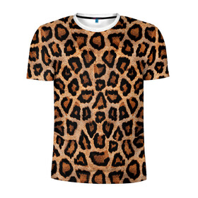 Мужская футболка 3D спортивная с принтом Шкура Леопарда в Екатеринбурге, 100% полиэстер с улучшенными характеристиками | приталенный силуэт, круглая горловина, широкие плечи, сужается к линии бедра | leopard | skin | wool | кожа | леопард
