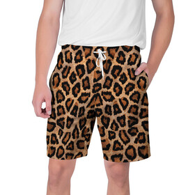 Мужские шорты 3D с принтом Шкура Леопарда в Екатеринбурге,  полиэстер 100% | прямой крой, два кармана без застежек по бокам. Мягкая трикотажная резинка на поясе, внутри которой широкие завязки. Длина чуть выше колен | Тематика изображения на принте: leopard | skin | wool | кожа | леопард