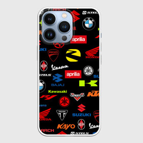 Чехол для iPhone 13 Pro с принтом Motorcycle pattern | Мото паттерн (Z) в Екатеринбурге,  |  | aprilia | arch | bajaj | bike | bikers | ducati | kayo | ktm | moto | moto logo | moto pattern | motorcycle | pattern | r1 | sport | vespa | yanaha | априлиа | арч | байк | байкер | бмв | бренд | веспа | ктм | марка | мото | мото лого | мото пат