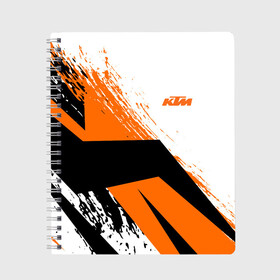 Тетрадь с принтом KTM | КТМ (Z) в Екатеринбурге, 100% бумага | 48 листов, плотность листов — 60 г/м2, плотность картонной обложки — 250 г/м2. Листы скреплены сбоку удобной пружинной спиралью. Уголки страниц и обложки скругленные. Цвет линий — светло-серый
 | Тематика изображения на принте: enduro | ktm | moto | moto sport | motocycle | sportmotorcycle | ктм | мото | мото спорт | мотоспорт | спорт мото