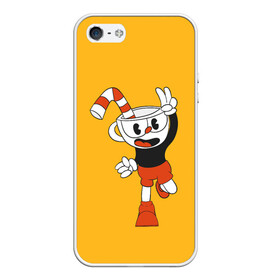 Чехол для iPhone 5/5S матовый с принтом CUPHEAD в Екатеринбурге, Силикон | Область печати: задняя сторона чехла, без боковых панелей | art | cartoon | cup | cuphead | devil | dice | game | king | mugman | the | арт | бос | босс | голова | демон | дьявол | игра | капхед | магмен | мультик | мультфильм | платформер | чаша | чашка | человек | черт