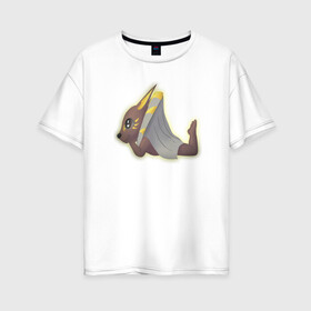 Женская футболка хлопок Oversize с принтом Крошка Анубис (профиль) в Екатеринбурге, 100% хлопок | свободный крой, круглый ворот, спущенный рукав, длина до линии бедер
 | egypt | боги египта | египет | милота | пирамида | сфинкс