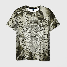Мужская футболка 3D с принтом Стимпанк Сова в Екатеринбурге, 100% полиэфир | прямой крой, круглый вырез горловины, длина до линии бедер | steam punk | steampank | steampunk | гранж | механизм | мода | ретро | сова | стиль | стимпанк | шестеренка