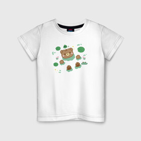 Детская футболка хлопок с принтом Swimming Teddy Bear в Екатеринбурге, 100% хлопок | круглый вырез горловины, полуприлегающий силуэт, длина до линии бедер | bear | swiming | teddy | медведь | плавающий