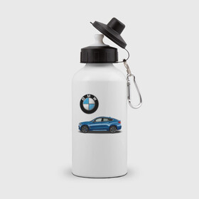 Бутылка спортивная с принтом BMW X6 в Екатеринбурге, металл | емкость — 500 мл, в комплекте две пластиковые крышки и карабин для крепления | Тематика изображения на принте: bmw | car | jeep | германия | машина | скорость