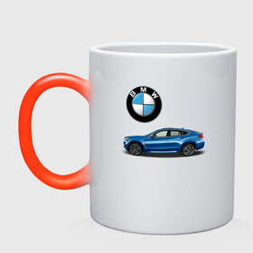 Кружка хамелеон с принтом BMW X6 в Екатеринбурге, керамика | меняет цвет при нагревании, емкость 330 мл | bmw | car | jeep | германия | машина | скорость