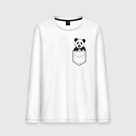 Мужской лонгслив хлопок с принтом Довольная Панда в Кармане в Екатеринбурге, 100% хлопок |  | animals | beats | head | panda | pocket | в кармане | голова | животные | звери | лапки | любовь | панда | улыбка