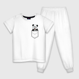 Детская пижама хлопок с принтом Довольная Панда в Кармане в Екатеринбурге, 100% хлопок |  брюки и футболка прямого кроя, без карманов, на брюках мягкая резинка на поясе и по низу штанин
 | animals | beats | head | panda | pocket | в кармане | голова | животные | звери | лапки | любовь | панда | улыбка