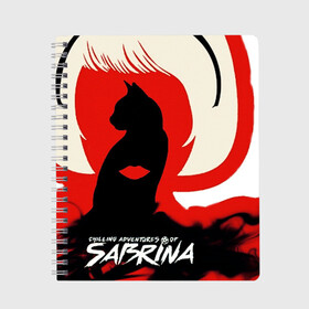 Тетрадь с принтом Sabrina Spellman в Екатеринбурге, 100% бумага | 48 листов, плотность листов — 60 г/м2, плотность картонной обложки — 250 г/м2. Листы скреплены сбоку удобной пружинной спиралью. Уголки страниц и обложки скругленные. Цвет линий — светло-серый
 | sabrina | sabrina spellman | красный | леденящие душу приключения сабрины