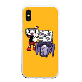 Чехол для iPhone XS Max матовый с принтом CUPHEAD в Екатеринбурге, Силикон | Область печати: задняя сторона чехла, без боковых панелей | Тематика изображения на принте: art | cartoon | cup | cuphead | devil | dice | game | king | mugman | the | арт | бос | босс | голова | демон | дьявол | игра | капхед | магмен | мультик | мультфильм | платформер | чаша | чашка | человек | черт