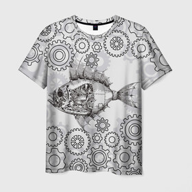 Мужская футболка 3D с принтом Рыбка в Екатеринбурге, 100% полиэфир | прямой крой, круглый вырез горловины, длина до линии бедер | Тематика изображения на принте: steampunk | арт | графика | обои | плакат | постер | стимпанк