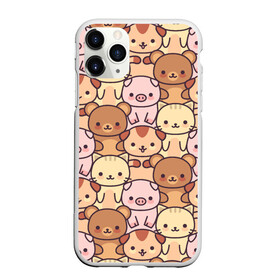 Чехол для iPhone 11 Pro Max матовый с принтом Кавайные животные в Екатеринбурге, Силикон |  | animal | animals | bear | cat | cute | kawaii | kitten | kitty | neko | pattern | pig | piggy | кавайи | кот | котенок | котята | кошечка | медведь | медвежата | медвежонок | милота | неко | паттерн | свинка | свинья | собачка | узор | хрюшки |