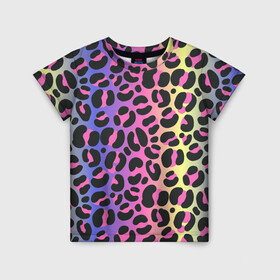 Детская футболка 3D с принтом Neon Leopard Pattern в Екатеринбурге, 100% гипоаллергенный полиэфир | прямой крой, круглый вырез горловины, длина до линии бедер, чуть спущенное плечо, ткань немного тянется | africa | afrika | gradient | summer | tropical | африка | африканский узор | градиент | леопард | леопардовый узор | лето | неон | неоновое свечение | паттерт | пятна | разные цвета | саванна | тропики | тропический узор