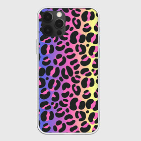 Чехол для iPhone 12 Pro с принтом Neon Leopard Pattern в Екатеринбурге, силикон | область печати: задняя сторона чехла, без боковых панелей | Тематика изображения на принте: africa | afrika | gradient | summer | tropical | африка | африканский узор | градиент | леопард | леопардовый узор | лето | неон | неоновое свечение | паттерт | пятна | разные цвета | саванна | тропики | тропический узор