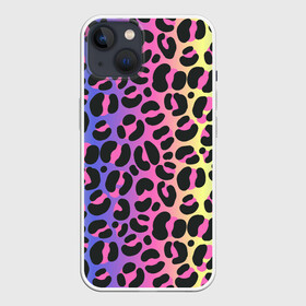 Чехол для iPhone 13 с принтом Neon Leopard Pattern в Екатеринбурге,  |  | africa | afrika | gradient | summer | tropical | африка | африканский узор | градиент | леопард | леопардовый узор | лето | неон | неоновое свечение | паттерт | пятна | разные цвета | саванна | тропики | тропический узор