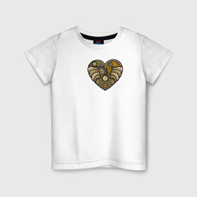 Детская футболка хлопок с принтом Steampunk Сердце в Екатеринбурге, 100% хлопок | круглый вырез горловины, полуприлегающий силуэт, длина до линии бедер | game | heart | steampunk | игры | механический | сердце | стимпанк | часы | шестеренки