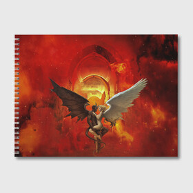 Альбом для рисования с принтом Ангел и демон в Екатеринбурге, 100% бумага
 | матовая бумага, плотность 200 мг. | Тематика изображения на принте: ангел | демон | любовь | огонь | пламя | страсть