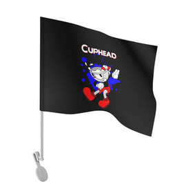Флаг для автомобиля с принтом Cuphead в Екатеринбурге, 100% полиэстер | Размер: 30*21 см | cup head | cuphead | run and gun | детям | капхед | капхэд | логотипы игр | персонажи игр | чашка