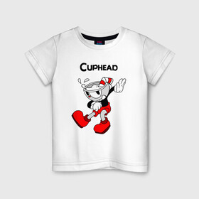 Детская футболка хлопок с принтом Cuphead Капхед в Екатеринбурге, 100% хлопок | круглый вырез горловины, полуприлегающий силуэт, длина до линии бедер | cup head | cuphead | run and gun | детям | капхед | капхэд | логотипы игр | персонажи игр | чашка