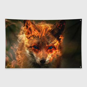 Флаг-баннер с принтом Огненная лиса в Екатеринбурге, 100% полиэстер | размер 67 х 109 см, плотность ткани — 95 г/м2; по краям флага есть четыре люверса для крепления | fox | foxy | животное | звери | лиса | лисенок | лисичка | милая | рыжая | фокс
