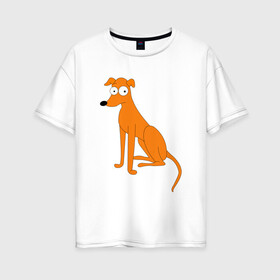 Женская футболка хлопок Oversize с принтом Маленький Помощник Санты в Екатеринбурге, 100% хлопок | свободный крой, круглый ворот, спущенный рукав, длина до линии бедер
 | simpsons | маленький помощник санты | симпсоны | собака | собака симпсонов
