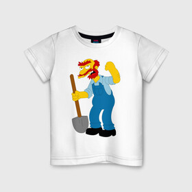 Детская футболка хлопок с принтом Садовник Вилли (Симпсоны) в Екатеринбурге, 100% хлопок | круглый вырез горловины, полуприлегающий силуэт, длина до линии бедер | simpsons | вилли из симпсонов | садовник вилли | садовник симпсоны | симпсоны