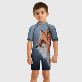 Детский купальный костюм 3D с принтом Лиса в Екатеринбурге, Полиэстер 85%, Спандекс 15% | застежка на молнии на спине | fox | foxy | животное | звери | лиса | лисенок | лисичка | милая | рыжая | фокс
