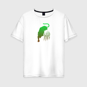 Женская футболка хлопок Oversize с принтом Beast / Зверь в Екатеринбурге, 100% хлопок | свободный крой, круглый ворот, спущенный рукав, длина до линии бедер
 | дикий | животные | зверь | когти | кошка | пантера | тигр | хищник