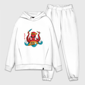Мужской костюм хлопок OVERSIZE с принтом Осьминог Суши Шеф в Екатеринбурге,  |  | anime | cook | fish | food | japan | kanji | manga | octopus | red | sushi | волны | еда | кандзи | катакана | кок | красный осьминог | море | надписи | океан | палочки | повар | роллы | рыба | символы | хирагана | япония