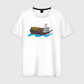 Мужская футболка хлопок с принтом suez canal ever given в Екатеринбурге, 100% хлопок | прямой крой, круглый вырез горловины, длина до линии бедер, слегка спущенное плечо. | dry cargo ship | ever | given | suez | tanker