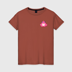 Женская футболка хлопок с принтом Маленькая Розовая лягушка в Екатеринбурге, 100% хлопок | прямой крой, круглый вырез горловины, длина до линии бедер, слегка спущенное плечо | единорог | животное | лягушка | персонаж | розовая лягушка