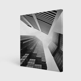 Холст квадратный с принтом Минимализм в Екатеринбурге, 100% ПВХ |  | архитектура | город | здания | минимализм | небо | фото | черно белое