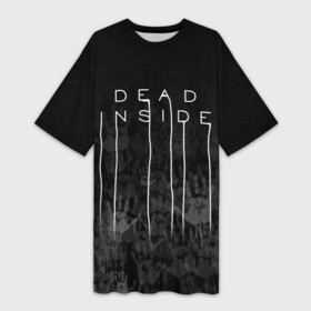 Платье-футболка 3D с принтом DEAD INSIDE | DEATH STRANDING в Екатеринбурге,  |  | dead inside | dont open | гуль | дед инсайт | дединсайт | дэд инсайт | дэдинсайт | интроверт | кен канеки | мертв внутри | мертвый внутри