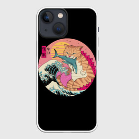 Чехол для iPhone 13 mini с принтом CATZILLA в Екатеринбурге,  |  | cat | cats | catzilla | godzilla | japan | kaiju | neko | ninja | retro | samurai | shark | wave | yakuza | акула | волна | годзилла | кайдзю | катана | кот | котенок | котзилла | коты | котэ | котята | кошка | неко | ниндзя | ретро | самурай | якудза