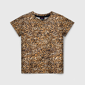 Детская футболка 3D с принтом Leopard в Екатеринбурге, 100% гипоаллергенный полиэфир | прямой крой, круглый вырез горловины, длина до линии бедер, чуть спущенное плечо, ткань немного тянется | cheetah | leopard | wool | леопард