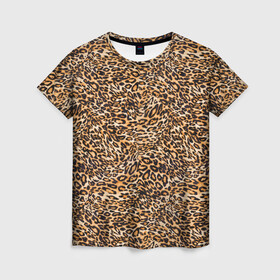 Женская футболка 3D с принтом Leopard в Екатеринбурге, 100% полиэфир ( синтетическое хлопкоподобное полотно) | прямой крой, круглый вырез горловины, длина до линии бедер | cheetah | leopard | wool | леопард