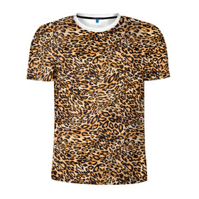 Мужская футболка 3D спортивная с принтом Leopard в Екатеринбурге, 100% полиэстер с улучшенными характеристиками | приталенный силуэт, круглая горловина, широкие плечи, сужается к линии бедра | cheetah | leopard | wool | леопард