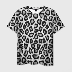 Мужская футболка 3D с принтом Snow Leopard в Екатеринбурге, 100% полиэфир | прямой крой, круглый вырез горловины, длина до линии бедер | Тематика изображения на принте: cheetah | leopard | wool | леопард
