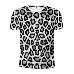 Мужская футболка 3D спортивная с принтом Snow Leopard в Екатеринбурге, 100% полиэстер с улучшенными характеристиками | приталенный силуэт, круглая горловина, широкие плечи, сужается к линии бедра | Тематика изображения на принте: cheetah | leopard | wool | леопард