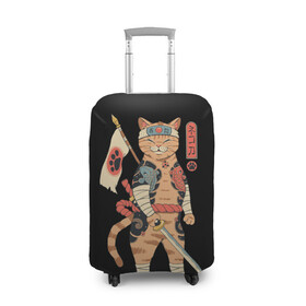 Чехол для чемодана 3D с принтом Shogun Cat в Екатеринбурге, 86% полиэфир, 14% спандекс | двустороннее нанесение принта, прорези для ручек и колес | cat | cats | japan | ninja | samurai | shogun | yakuza | катана | кот | котенок | коты | котэ | котята | кошка | ниндзя | самурай | сёгун | якудза | япония