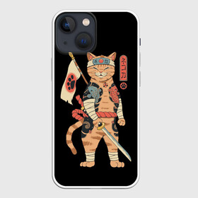 Чехол для iPhone 13 mini с принтом Shogun Cat в Екатеринбурге,  |  | Тематика изображения на принте: cat | cats | japan | ninja | samurai | shogun | yakuza | катана | кот | котенок | коты | котэ | котята | кошка | ниндзя | самурай | сёгун | якудза | япония