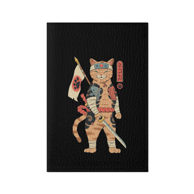 Обложка для паспорта матовая кожа с принтом Shogun Cat в Екатеринбурге, натуральная матовая кожа | размер 19,3 х 13,7 см; прозрачные пластиковые крепления | Тематика изображения на принте: cat | cats | japan | ninja | samurai | shogun | yakuza | катана | кот | котенок | коты | котэ | котята | кошка | ниндзя | самурай | сёгун | якудза | япония