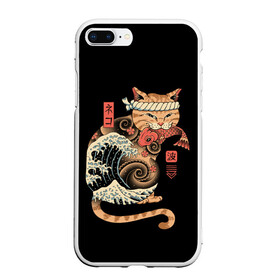 Чехол для iPhone 7Plus/8 Plus матовый с принтом Cat Wave в Екатеринбурге, Силикон | Область печати: задняя сторона чехла, без боковых панелей | Тематика изображения на принте: cat | cats | japan | ninja | samurai | shogun | wave | yakuza | волна | катана | кот | котенок | коты | котэ | котята | кошка | ниндзя | самурай | сёгун | якудза | япония