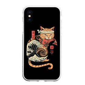 Чехол для iPhone XS Max матовый с принтом Cat Wave в Екатеринбурге, Силикон | Область печати: задняя сторона чехла, без боковых панелей | cat | cats | japan | ninja | samurai | shogun | wave | yakuza | волна | катана | кот | котенок | коты | котэ | котята | кошка | ниндзя | самурай | сёгун | якудза | япония