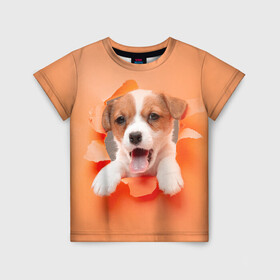 Детская футболка 3D с принтом Собака в Екатеринбурге, 100% гипоаллергенный полиэфир | прямой крой, круглый вырез горловины, длина до линии бедер, чуть спущенное плечо, ткань немного тянется | dog | барбос | дворняга | друг человека | пёс | псина | собака | собачка | собачонка | четвероногий друг | шарик | щенок