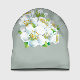 Шапка 3D с принтом Весна в Екатеринбурге, 100% полиэстер | универсальный размер, печать по всей поверхности изделия | лепестки | распустились | цветение | цветы | яблоня