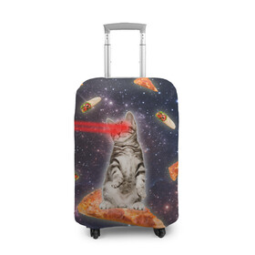 Чехол для чемодана 3D с принтом Котик в космосе в Екатеринбурге, 86% полиэфир, 14% спандекс | двустороннее нанесение принта, прорези для ручек и колес | nyan cat | youtube | еда | космос | котик | мемы | пицца | психоделика | ютуб